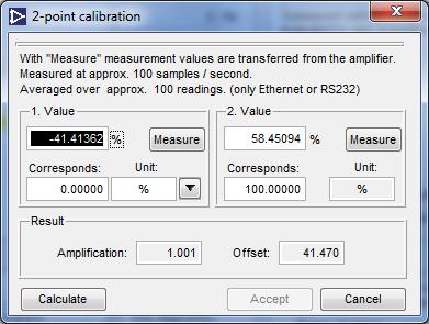 calibration. The sample rate can be selected from 1 S/s to maximum 20 ks/s depending on the type of amplifier.