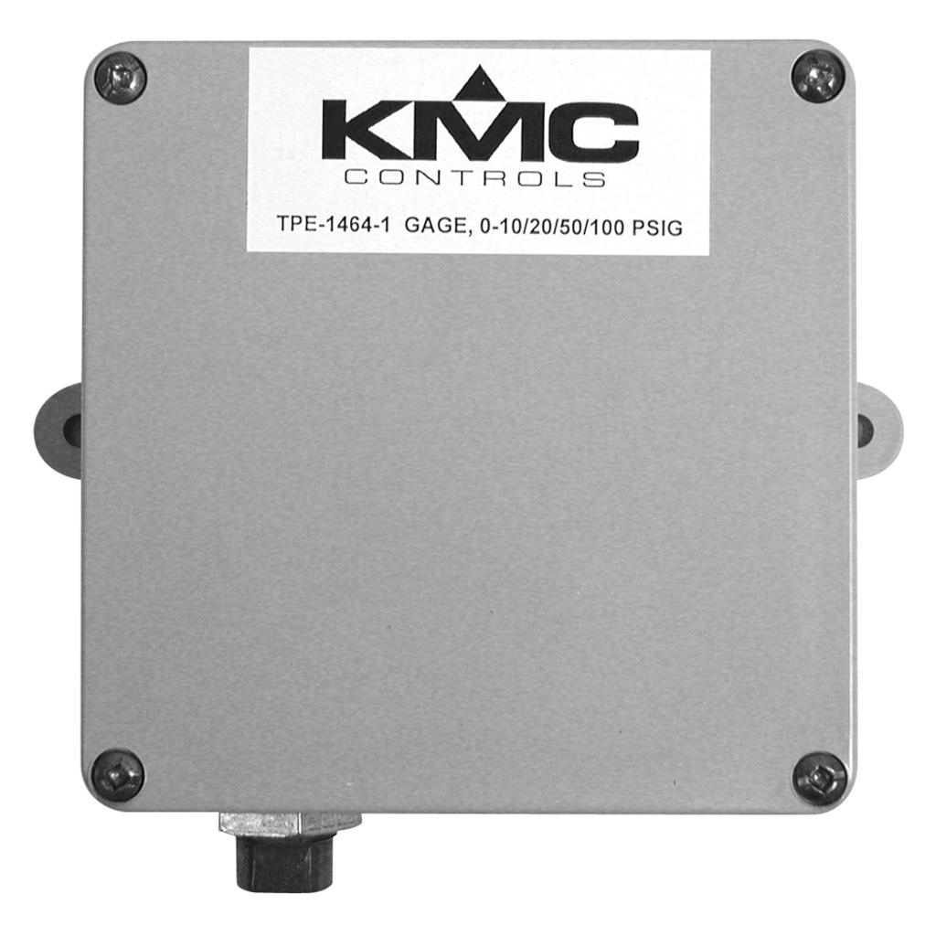 TPE 1464 Series Pressure Transducer Description The KMC TPE 1464 series of pressure transducers incorporate a gauge pressure transmitter featuring low hysteresis, excellent repeatability, and