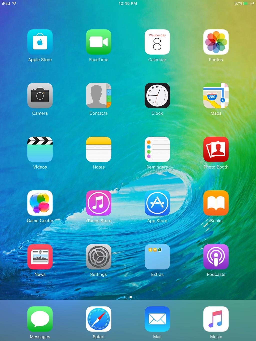 the ios interface connection status time battery/charge indicator Home screen