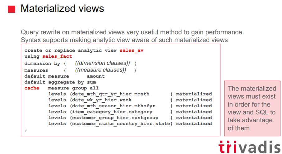 AVs w Materialized Views Query
