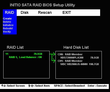 3. The RAID list will display the RAID 1 s information includes