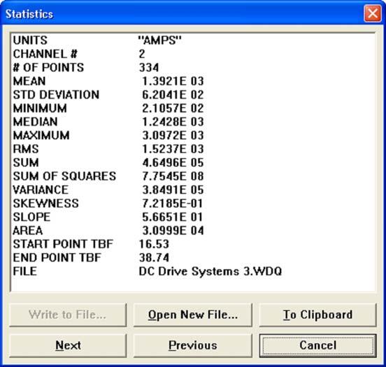 4. Position the cursor at the end of the desired range. Click on Statistics in the View menu.