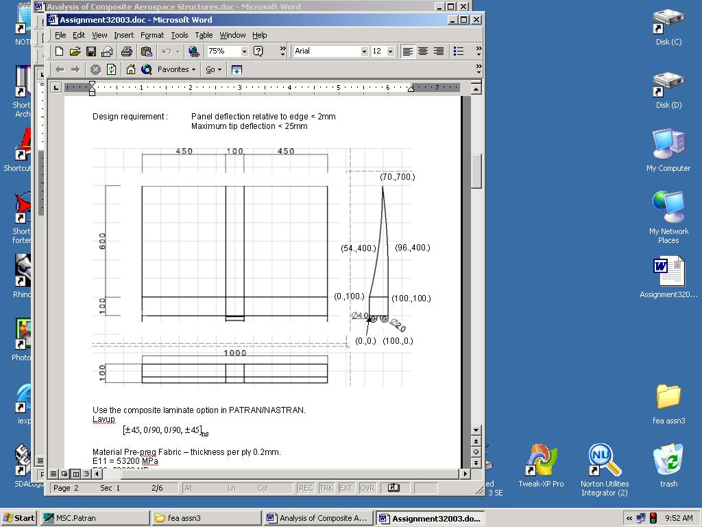 Analysis Objective Using a composite material, an airfoil is to be analyzed in Patran/Nastran with the following
