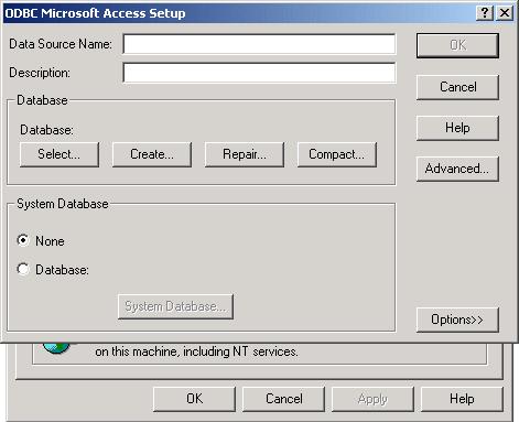 7. After clicking on the Finish button in Step 2, the ODBC Microsoft Access Setup dialog box will appear.