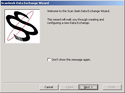 After naming the Data Exchange, the ScanSeek Data Exchange Wizard will appear.