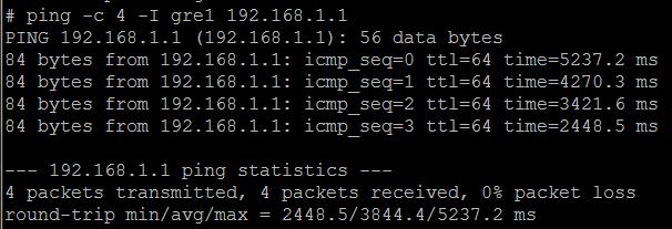 Now the connection between the networks via the GRE tunnel should work. It can be verified e.g. with the ping program after logging in one of the routers via telnet or SSH. In the fig.