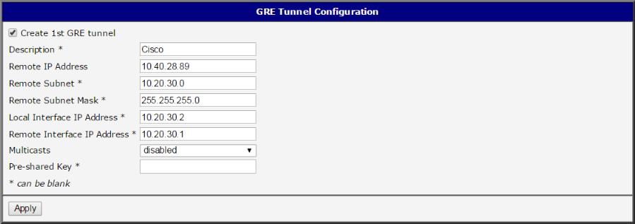 tunnel configuration Log into the console of the Cisco router (e.g. via telnet or serial line) and enter into the configuration terminal typing the config terminal command.