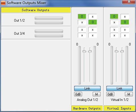 9. Inputs & Outputs Matrix Mixer "Check" the box to activate the mixer. 10. Inputs & Outputs Matrix Mixer Gain Control Adjust the gain for the corresponding hardware channel.