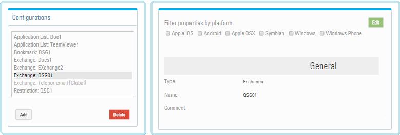 9.4.1 Platform filters The configuration details will display all applicable platform icons to each configuration setting.