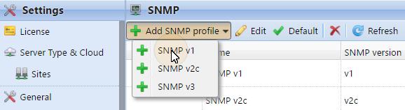 7.12.1. Adding and editing SNMP v1 and v2c profiles With the SNMP v1 and v2c protocols, a single string called "SNMP Community string" is used to allow access to the device.