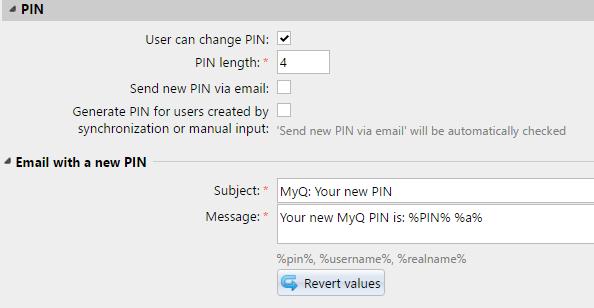 8.6. PIN generation On the Users settings tab, under PIN, you can select multiple options concerning PIN generation. Users can change PIN FIGURE 8.16.