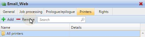 1. On the bar at the top of the Printers tab, click +Add. A search dialog box appears. 2.