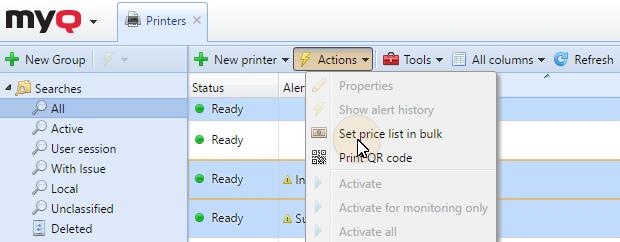 4. In the dialog box, select the printer to which you want to attach the price list, and then click OK. The printer appears on the printing devices list on the Printers tab.