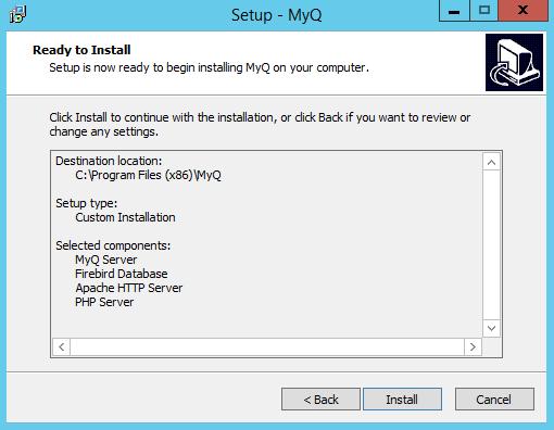 Installing MyQ FIGURE 2.1. MyQ installation Welcome screen To install MyQ : 1. Download the latest available version of MyQ from the MyQ Helpdesk portal. 2. Run the executable file.