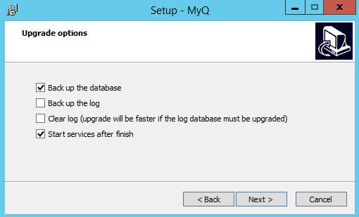 3. Click Yes. The rest of the update process is nearly identical to this of installing MyQ except that you are asked to choose upgrade options. FIGURE 16