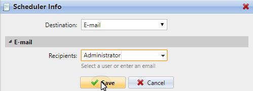3. You can select from two destination options: E-mail and Windows Event Log.