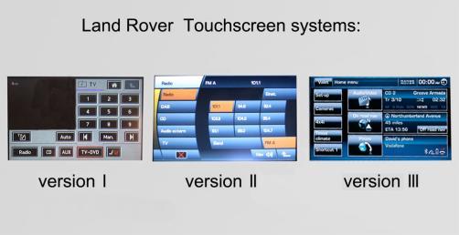 1 (menu 2) Land Rover with touch-screen navigation version 1 and 1.