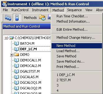 Create a Method In the Method and Run Control view, Select New Method, or double-click on