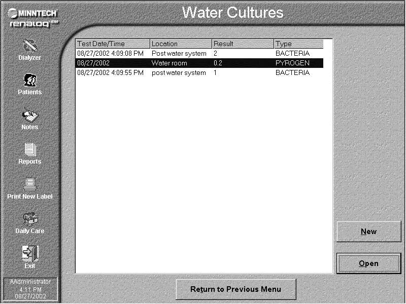 Perform Daily Care Tasks Record Water Cultures To edit an existing water culture record or to create a new one, follow these steps: 1.