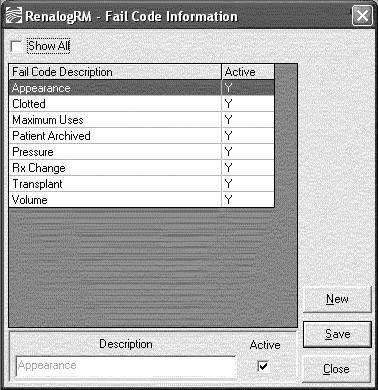 Using the Administrator Module Fail Codes To add new or change the status of existing fail codes, follow these steps: 1. In Administrator mode, select Setup from the menu bar. 2.