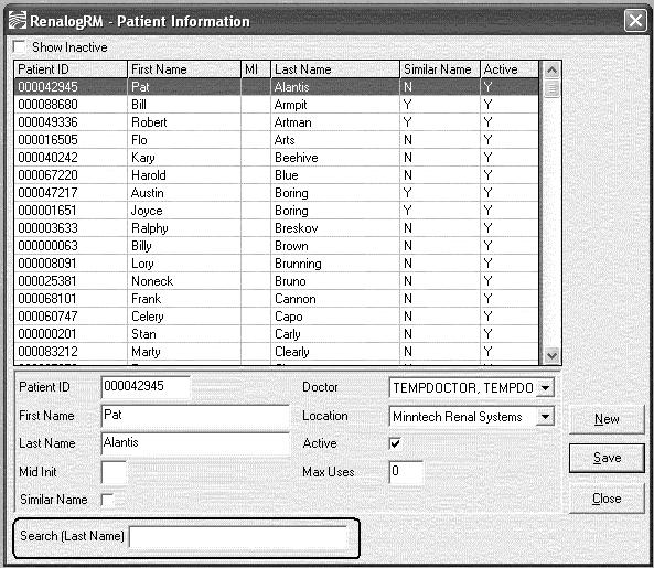 Renalog RM User Guide Edit Patient Information To create new and edit existing patient records, follow these steps: 1. In Administrator mode, select Edit from the menu bar. 2.