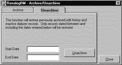 Using the Administrator Module Unarchive the System To restore archived history records for a specific date range to the system, follow these steps: 1.