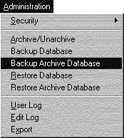 Using the Administrator Module Back Up the Archive Database To back up the archive database: 1.