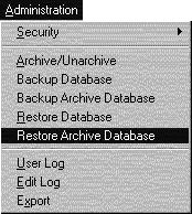 Using the Administrator Module Restore the Archive Database To restore the archive database, follow these steps: 1.