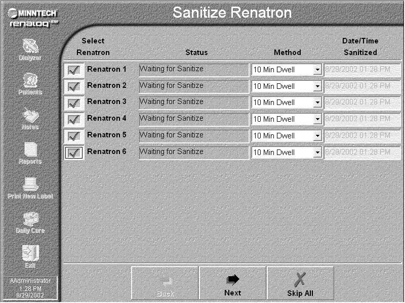 Startup Sequence The Service Clean/Rinse Procedure (Rinse Mode) window is displayed if your program administrator enabled it and you performed a service cleaning/rinse procedure during the previous
