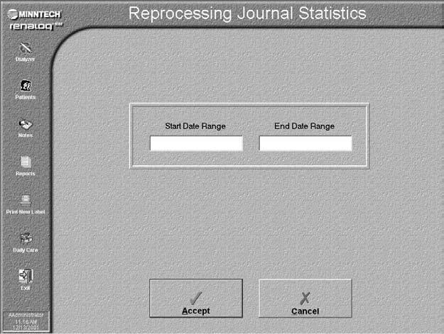 Work with Reports The Reprocessing Journal Statistics window is displayed. 4.
