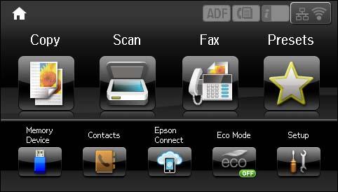 minimum settings required for using the fax features. When setup is complete, the home screen is displayed.