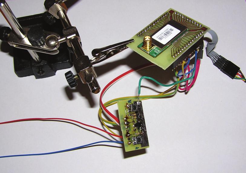 Fig. 2 Wireless module soldered on created interface and connected to the programming board 3 DEVELOPMENT OF APPLICATIONS FOR WIRELESS MODULES It is possible to use two kind of environment for