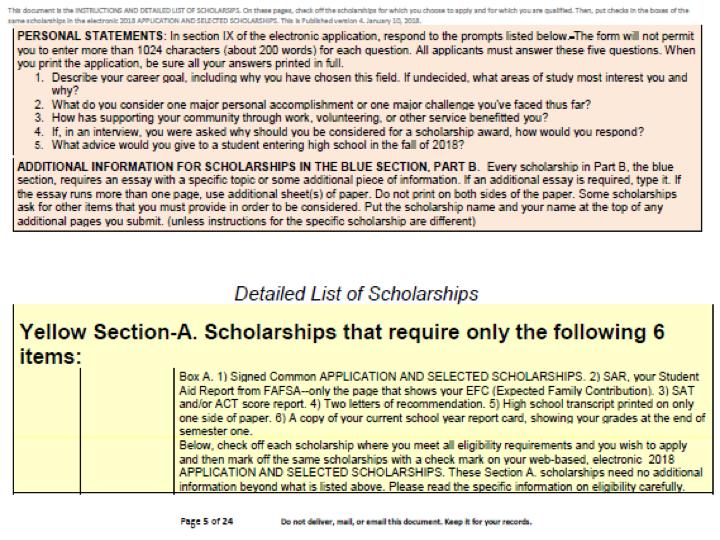 DETAILED List of Scholarships **Review all scholarships for eligibility requirements.