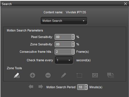 Icon Definition Enable / disable motion search Select detection region Deselect detection region