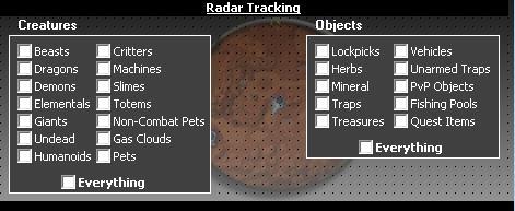 Tracking Allow you to have your in-game radar display any type of creature\item\quest-item\object which is possible to be tracked by the game