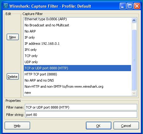 4. Ensure that Wireshark can listen to remote devices, by selecting the Capture Filters option on the Capture menu. This will open the window shown in the following image.