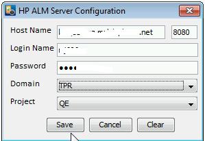 Figure 5-12: HP ALM Server Configuration dialog.