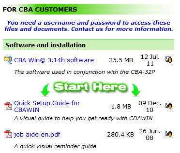 section and click on the "CBAWin Software" link.