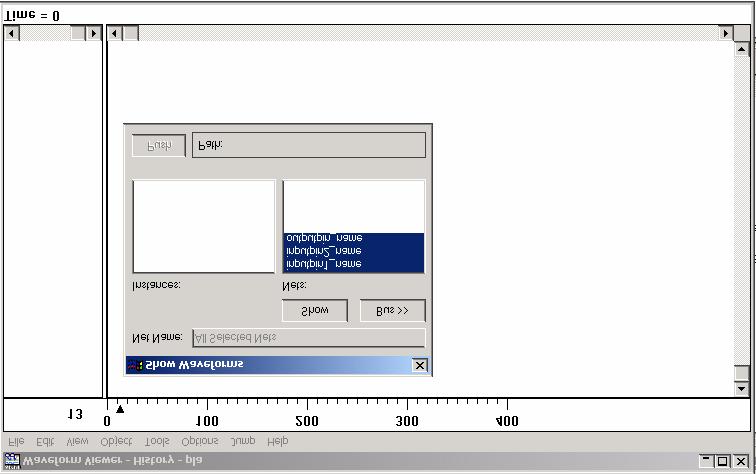 Figure 14 : Selecting the signals to be displayed (snapshot from Xilinx ISE software) Press the Ctrl button on the keyboard and click on all the signals to be displayed, release the Ctrl button and