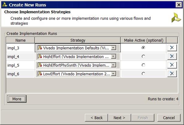 Launching Synthesis and Implementation Runs After the synthesis and implementation settings are configured in the Project Settings dialog box, you can launch synthesis or implementation runs as
