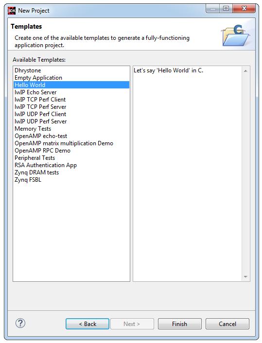 CHAPTER 8. DESIGN IMPLEMENTATION - In the Templates dialog box, choose one of the available templates to generate a fully-functioning application project.