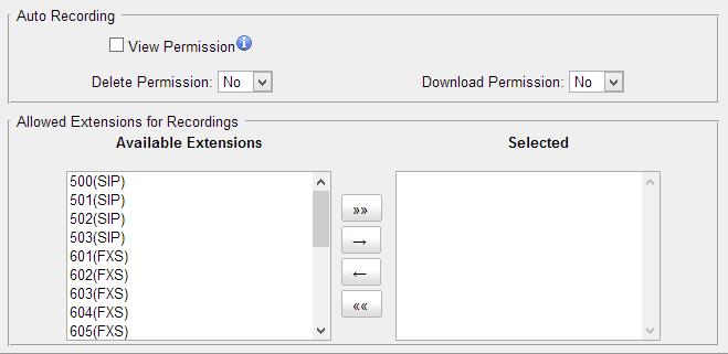 Allowed Extension for Recordings: choose which extensions auto recording files are allowed to be checked/deleted/downloaded by the user.