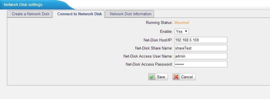4. Input the Net-Disk information in Connect to Network Disk tab.