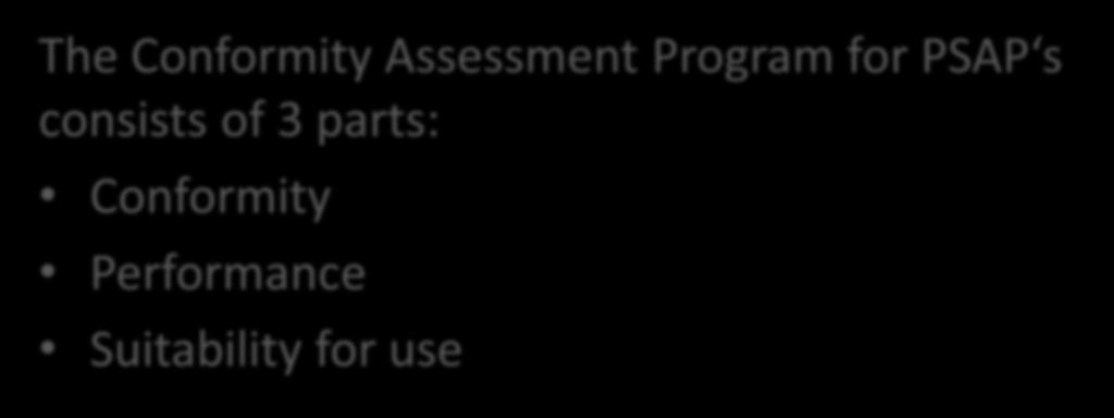 Conformity Assessment Program The Conformity Assessment Program for PSAP s
