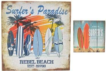 9cm TY9414 PACK 16 30 x 30cm WOOD SIGN SURF 2 ASSORTED DESIGNS 5033849042615 W30 x H30 x
