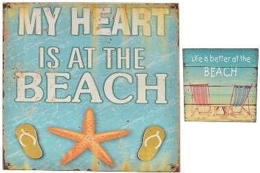 x D0.9cm TY8795 PACK 16 30cm x 30cm SURFING WOODEN SIGNS 2 ASSORTED 5033849356590 W30 x