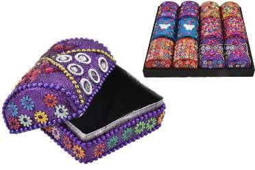 5cm TY1704 PACK 24 CASE 72 5cm ROUND SEQUIN TRINKET BOX IN DISPLAY TRAY