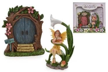 FIGURINE SAT ON FLOWER (2 ASSORTED) IN GIFT BOX
