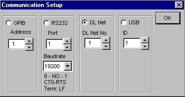 Select the DL Network number in which you registered the DL716/DL750/DL7100/ DL7200/DL1700 series/dl1600 series/dl7400 series in the DL Net No. box and click OK. 4 14.