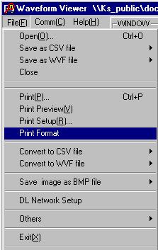 Printing the Display Waveform using an External Printer 5.3 Entering Comments and Other Information Procedure 1. Select File > Print Format. The Print Format dialog box appears. 5 2.